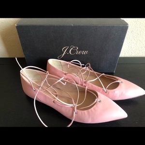 J Crew Pink Leather Flats 9.5